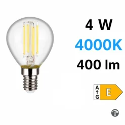 Lampadina e14 led 4w 4000k 500 lumen dimmerabile