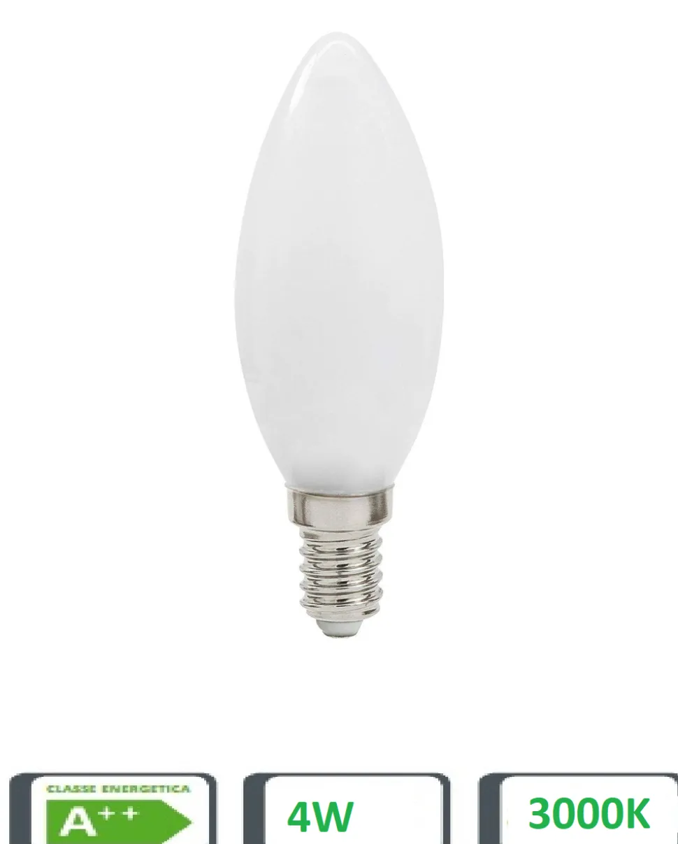 Lampadina led e14 4w 3000k candela filament milky 39.920022cm3 fp