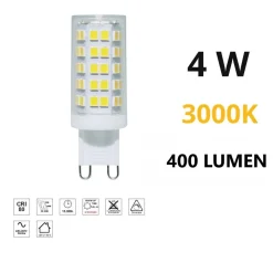Lampadina led g9 dimmerabile 4w 3000k ottica 300 life