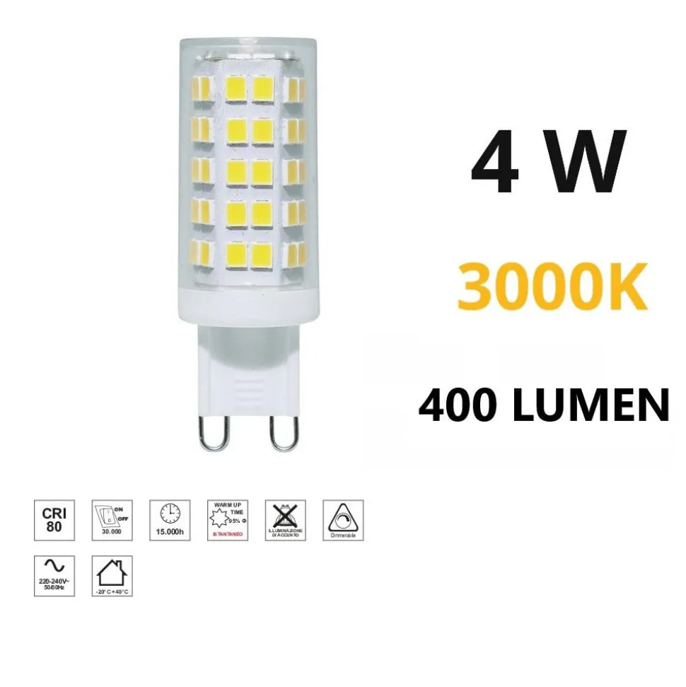Lampadina led g9 dimmerabile 4w 3000k ottica 300 life