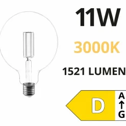 Lampadina led globo g125 e27 trasparente 11w 3000k 1521 lumen