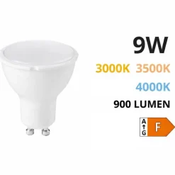 Lampadina led gu10 9w 900 lumen 3000k 3500k 4000k toplight