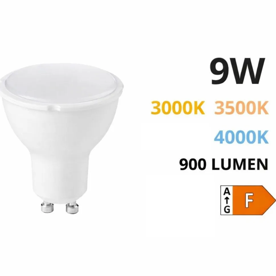 Lampadina led gu10 9w 900 lumen 3000k 3500k 4000k toplight