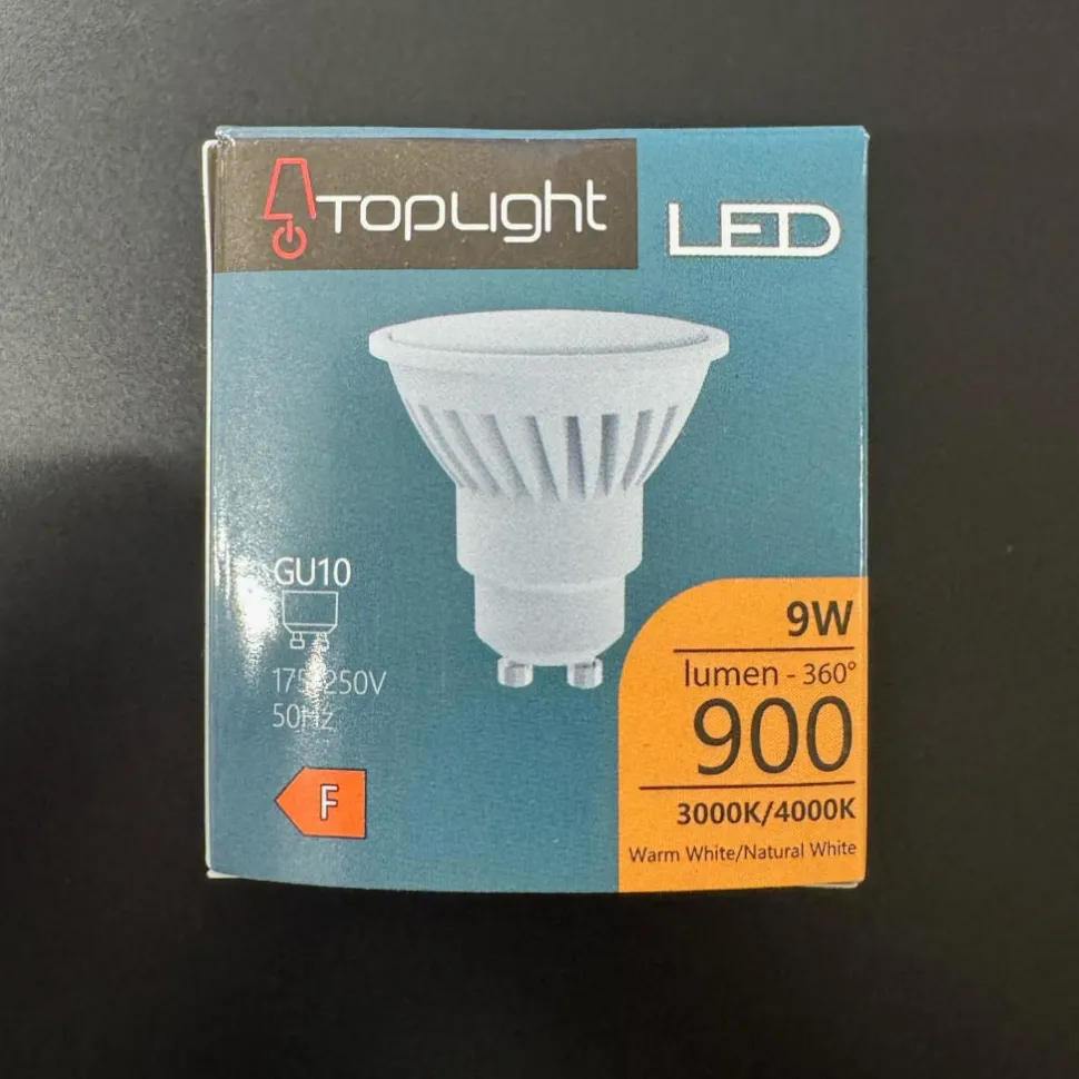 Lampadina led gu10 9w 900 lumen 3000k 3500k 4000k toplight