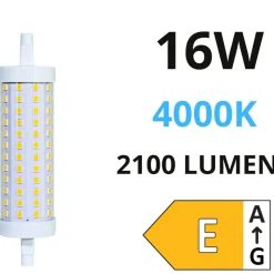 Lampadina led r7s 16w 4000k 2100lm 118mm life ottica 320