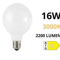 Lampadina life globo milky e27 16w 3000k 2200lm vetro bianco