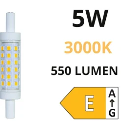 Lampadina life r7s led 5w 3000k 78mm 550lm ottica 360