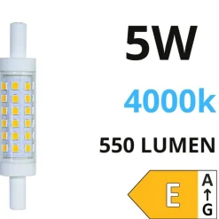 Lampadina life r7s led 5w 4000k 78mm 550lm ottica 360