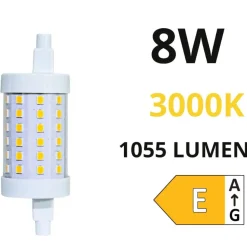 Lampadina r7s led 8w 3000k 78mm 1055lm ottica 360 life