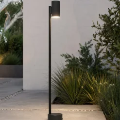 Lampiona da giardino moderno ip44 nero h85cm gu10