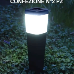 Lampioncini da giardino con pannello solare n2 pezzi led 6000k ip44