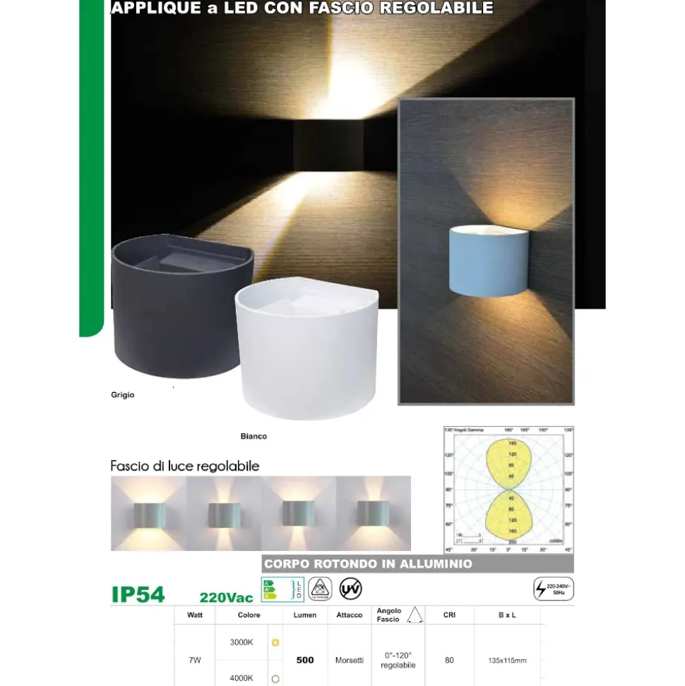 Life applique grigio antracite led 7w 3000k per esterno