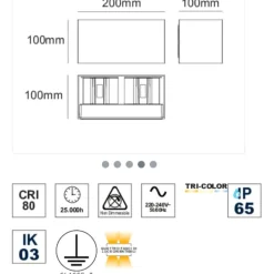 Life applique per esterno antracite 20w 3000k 4000k 5000k
