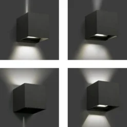 Life applique per esterno cubo led 12w tricolor grigio antracite ip65