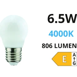 Life lampadina e27 led 6,5w 4000k 806lm mini sfera bianca vetro milky