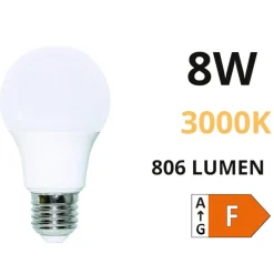 Life lampadina led e27 goccia bianca 8w 3000k 806lm ottica 310