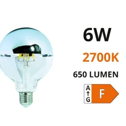 Life lampadina led e27 6w 2700k 650lm globo cromo vetro filamento