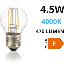 Life lampadina led e27 4,5w 4000k 470lm goccia vetro trasparente