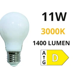 Life lampadina led e27 11w 3000k 1400lm goccia vetro bianco milky