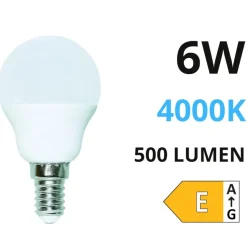 Life lampadina led e14 6w 4000k 500lm minisfera bianca ottica 270
