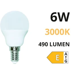 Life lampadina led e14 6w 3000k 490lm minisfera ottica 270