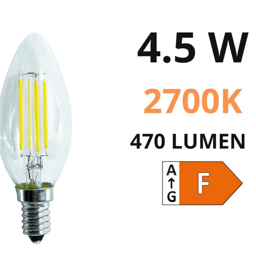 Life lampadina led e14 4.5w 2700k 470lm oliva trasparente fp