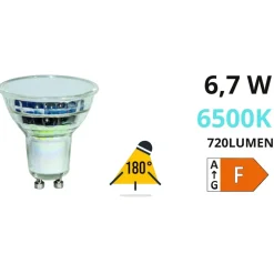 Life lampadina led gu10 vetro 6.7w 6500k 720lm 220v ottica 180