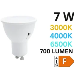 Life lampadina led gu10 7w cct 3000k 4000k 6500k 700 lumen ottica 100