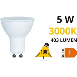Life lampadina led gu10 5w 3000k 403lm ottica 100 39.910215c