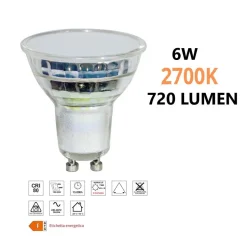 Life lampadina led gu10 6,7w 2700k 720 lumen ottica 100