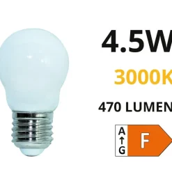 Life lampadina led minisfera e27 4,5w 3000k 470lm milky vetro bianco