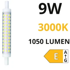 Life lampadina led r7s 9w 3000k 1050lm ottica 360 118mm
