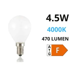 Life lampadina mini sfera e14 4,5w 4000k 470lm vetro bianco milky
