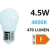 Life lampadina mini sfera led e27 4,5w 4000k vetro bianco milky