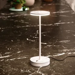 Linea light gemini tab lampada da tavolino portatile effetto marmo bianco