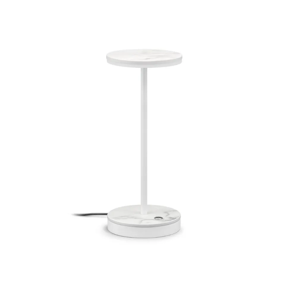 Linea light gemini tab lampada da tavolino portatile effetto marmo bianco