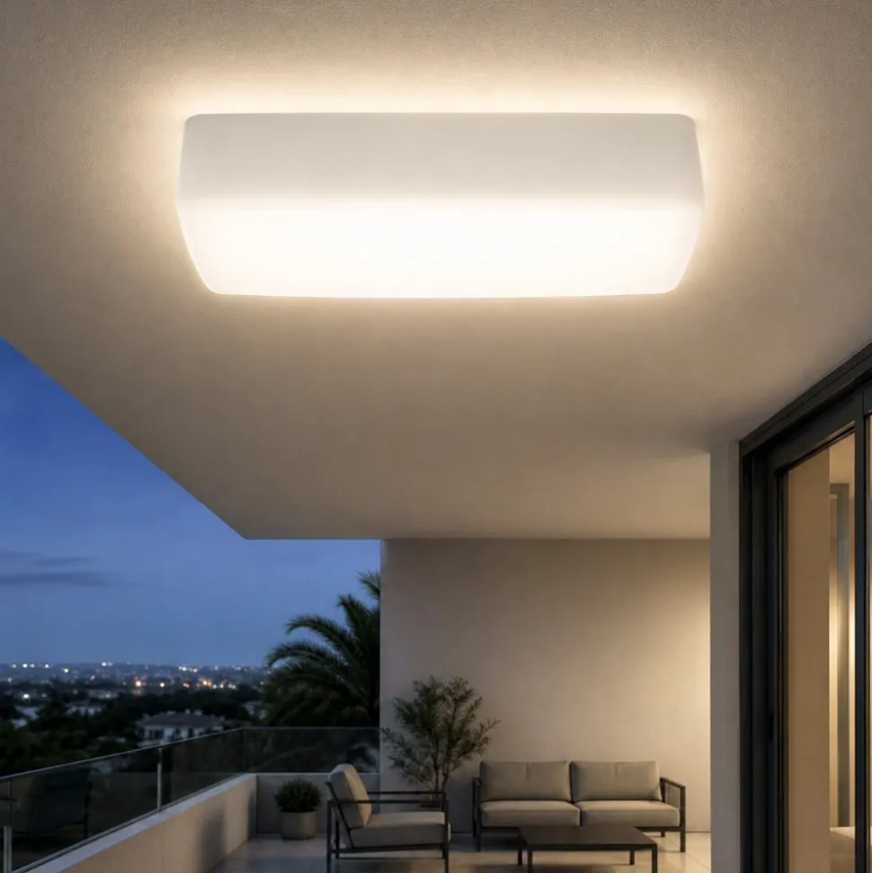 Linea light mywhite plafoniera per esterno rettangolare led 11w 3000k ip65
