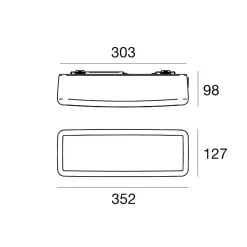 Linea light mywhite plafoniera per esterno rettangolare led 11w 3000k ip65