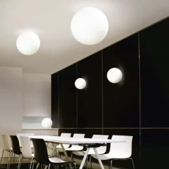 Linea light oh! s65 plafoniera per esterno sfera bianca ip65