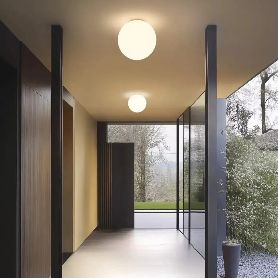 Linea light oh! smash s65 plafoniera led da esterno sfera bianca led 7w 3000k ip65