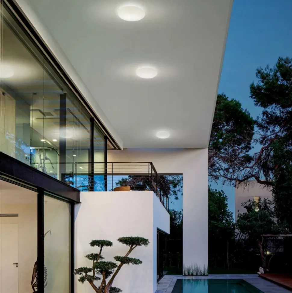 Linea light oh! smash s65 plafoniera da esterno sfera bianca ip65