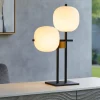 Lingotto miloox lampada da tavolo nero oro sfere vetro bianco