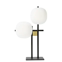 Lingotto miloox lampada da tavolo nero oro sfere vetro bianco