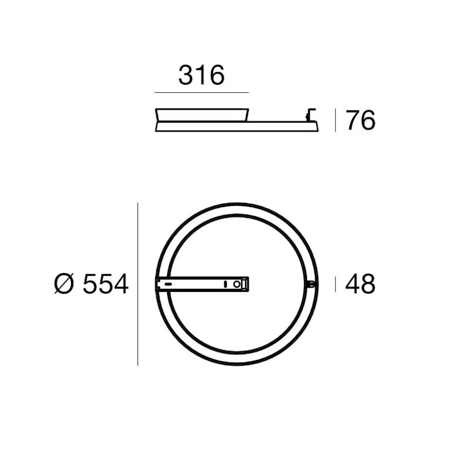 Lira linea light plafoniera per esterno nera ip65 led 3000k
