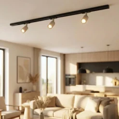 Luci a binario 100cm nero con spot monofase sabbia