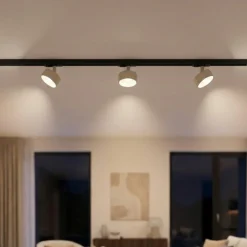 Luci a binario plafoniera 100cm con 3 spot gx53 sabbia monofase orientabili