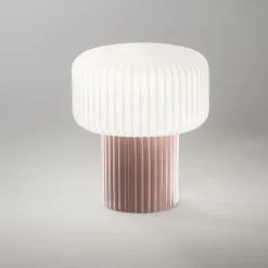 Lumetto moderno in vetro e ceramica tortora otty perenz illuminazione