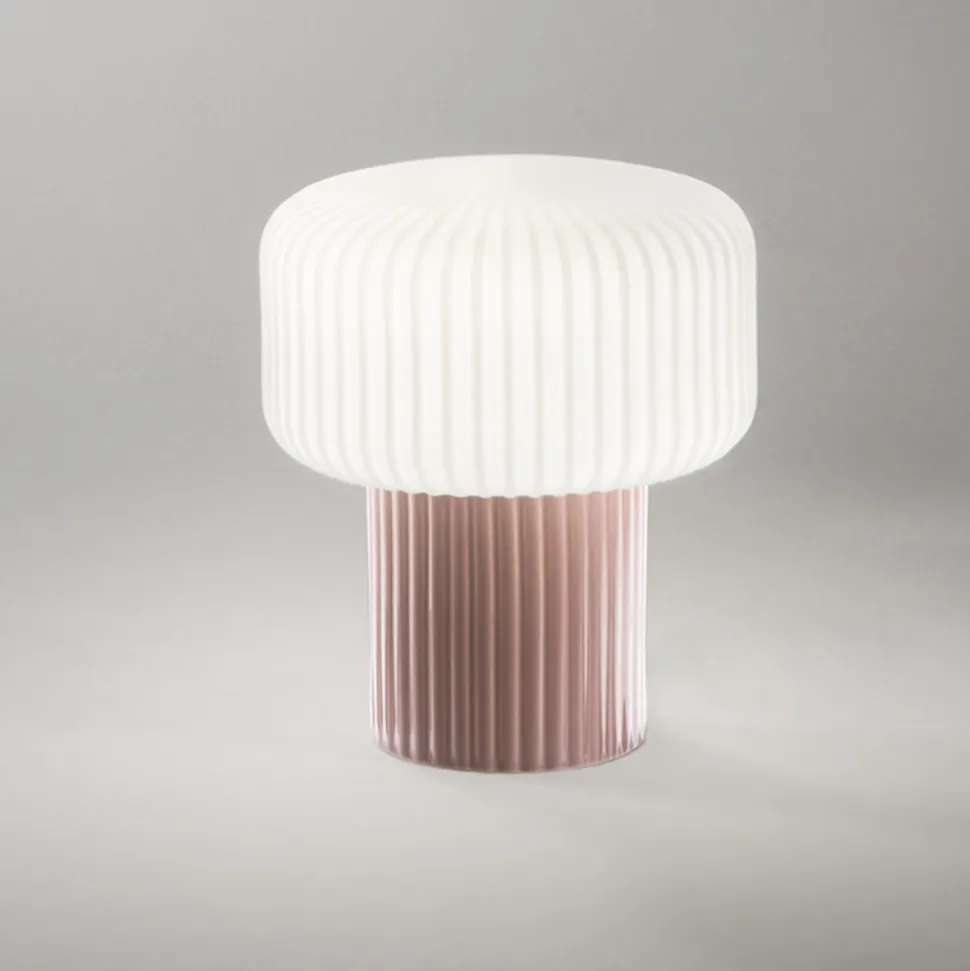 Lumetto moderno in vetro e ceramica tortora otty perenz illuminazione