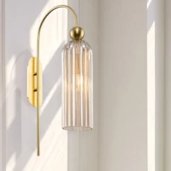 Maytoni antic applique da comodino colore oro e vetro ambrato