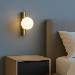 Maytoni avant-garde applique oro sfera di vetro per comodino camera da letto